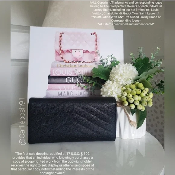 Yves Saint Laurent Black and Gold Chain Wallet - Picture 14 of 14